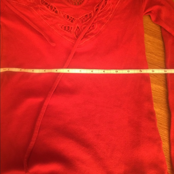 Free People With Love Red Eyelet Top Xs - Picture 4 of 6